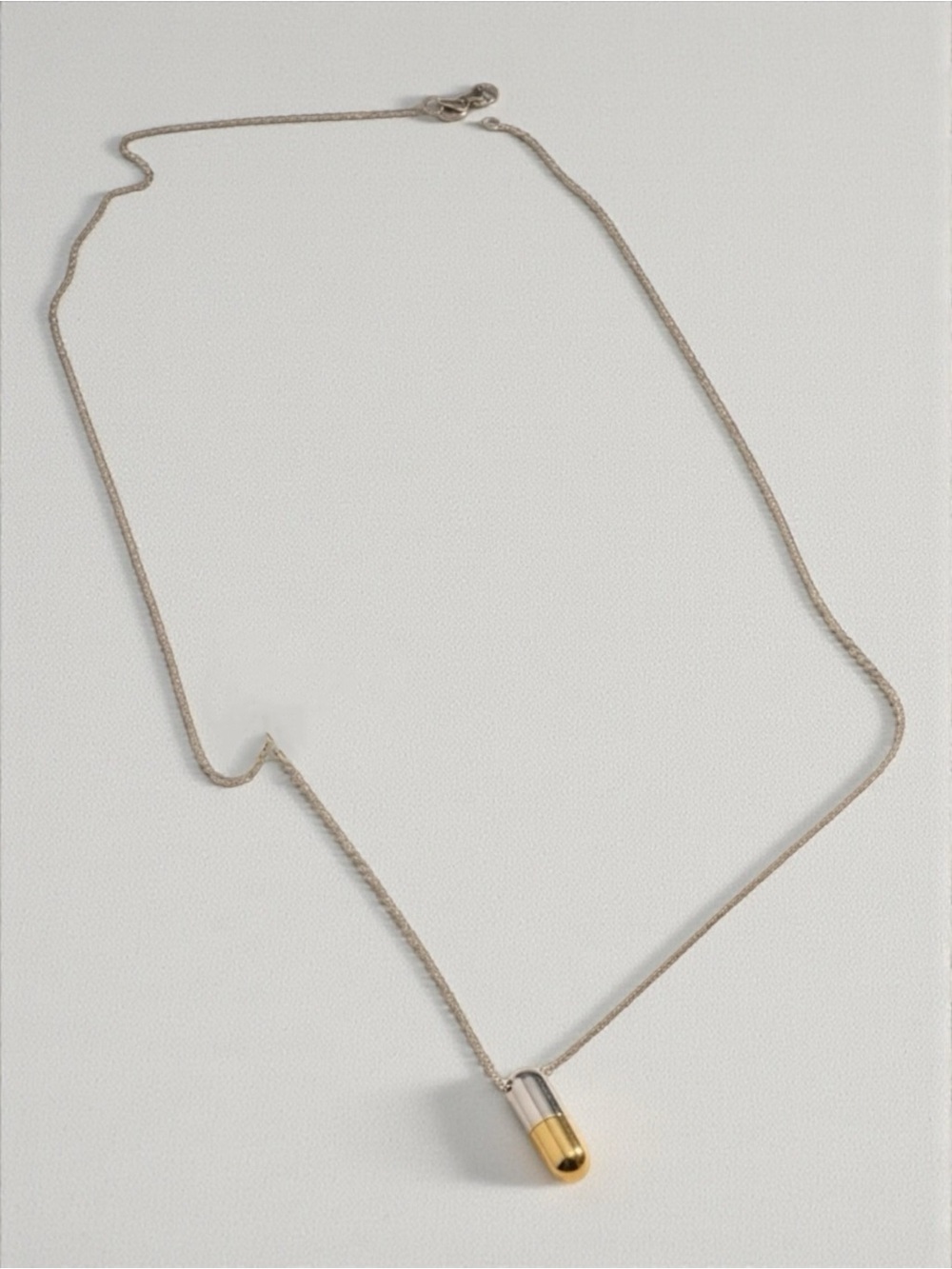 Pill Capsule Necklace Real Gold & Silver Minimal Pill Charm Necklace NWOT